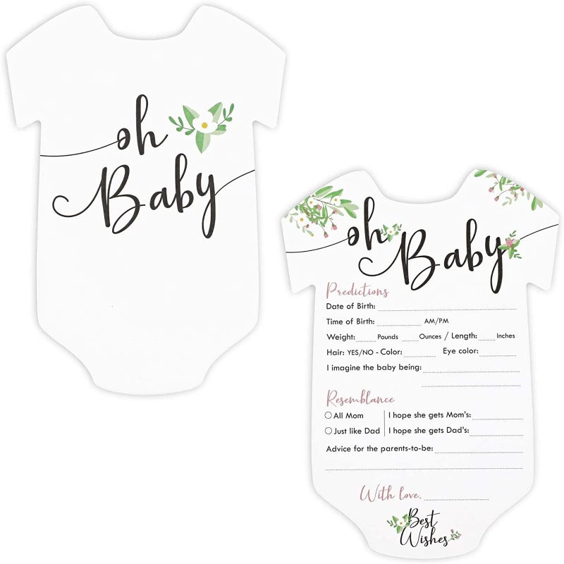 Sparkle and Bash Baby Prediction Cards - 5 x 7 in, Pack of 50, Black White Pink Floral - Baby Shower Predictions & Advice Cards for Parents-to-Be - Image 4